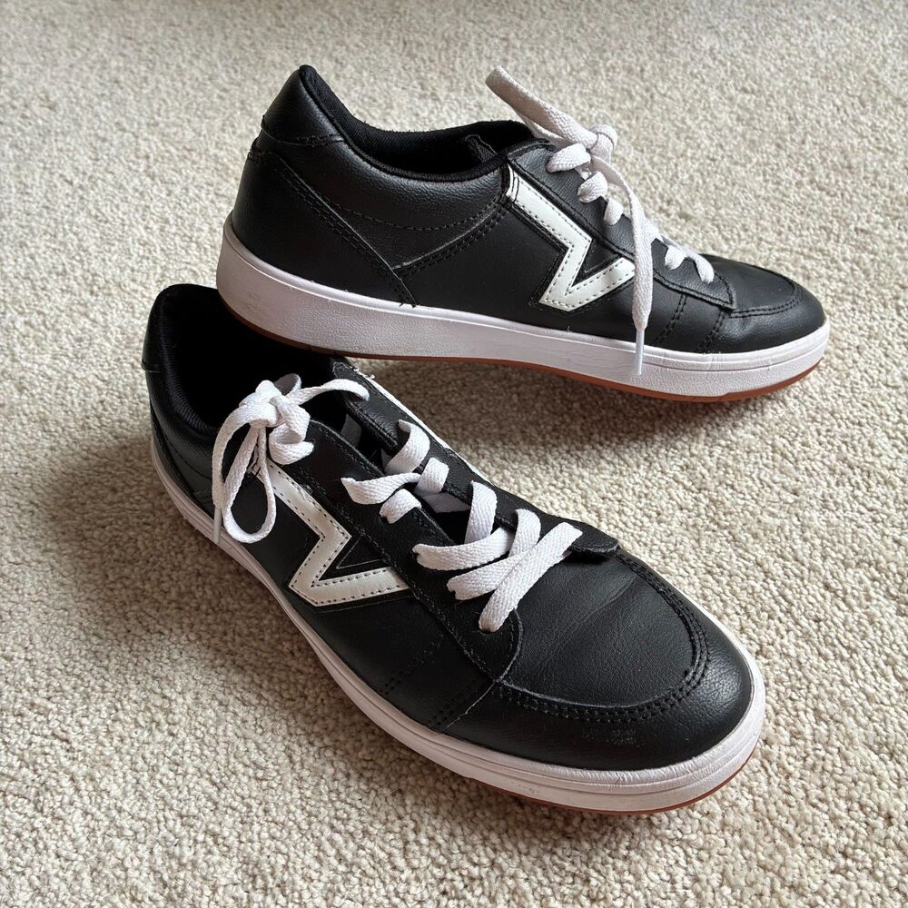 Vans Soland Tumble Skate Shoes Black / Asphalt / White Leather Sneakers Size 8.5